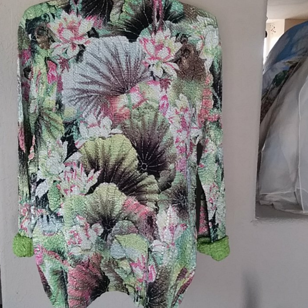 NWT Crush Reversible Floral Design Jacket Reversible Lime Green - Picture 2 of 8